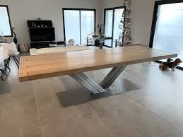 pied table inox plateau vieux chene meuble en merisier table inox pied de table design