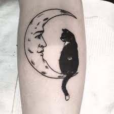 Cat And Moon Tattoo Google Haku Still Deciding Between These Two Cat Tattoos Somewhere On My Body Tattoos Cute Tattoos Body Art Tattoos