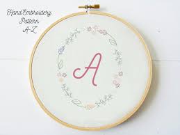 Featuring a set of embroidered letters adorned with leaves, this simple pattern uses only three different. Bundle A Z Letters In Floral Frame Hand Embroidery Pdf Pattern Instructions