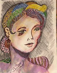 working with black paper and white ink in zentangle art