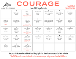 June 2020 Yoga Calendar Courage In 2020 Yoga With Adriene Yoga Push Up Challenge