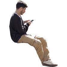 This Student His Waiting For The Bus And Sending A Text In The Early Morning Sun People Cutout Render People People Png