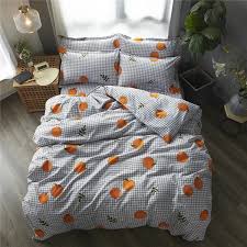 Orange Graph Bedding Set Aesthetic Bedroom Bedding Set Bed Decor