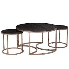 Browse by audrey nesting coffee table set. 3pc Linder Round Nesting Coffee Tables Champagne Aiden Lane Target