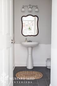 You can place a chalk line or strip of masking tape on the wall to help visualize the height while you decide. Foyer Half Bath Updates Miss Mustard Seed