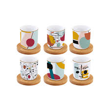 This polish pottery espresso cup with saucer is made in boleslawiec, poland. Set 6 Espresso Cups 110 Ml Bamboo Saucers Modernism Easylife Boutique