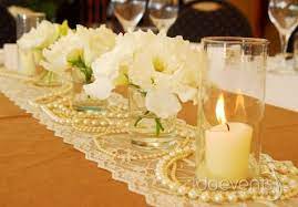 Pearls And Lace Beautiful White Fluffy Flowers A Simple Elegant Centrepiece Pearl Wedding Decorations Elegant Centerpieces Wedding Decor Elegant