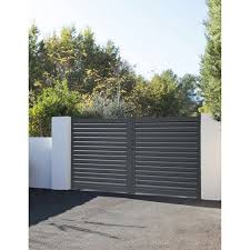 Portail Battant Aluminium Elys Gris Naterial L 300 Cm X H 153 Cm Iron Gate Outdoor Decor Outdoor