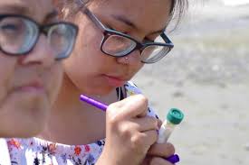 Songhees Academic Youth Leadership Collecting Sand & Water Samples at  Cadboro Bay