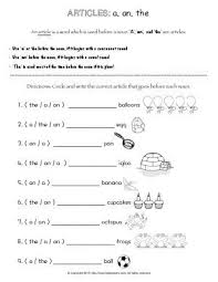 Worksheet Articles A An The Circle And Write The Correct Article That Goes Be English Worksheets For Kids Grammar Worksheets Articles In English Grammar