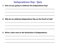 A question will be asked aloud, and students will pick between 3 answer ch. Independence Day Worksheets Usa