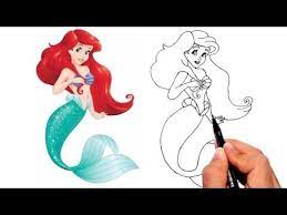 how to draw mermaid ariel step by step from disney princesses رسم عروسة البحر اريل من اميرات ديزنى youtube disney princess girl drawing drawings