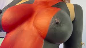 Sexy Deadpool Body Paint Cosplay by Naked News Anchor  Marina Valmont