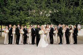 Bride In Inbal Dror Bridesmaids In Champagne Off The Shoulder Jenny Yoo Champagne Bridesmaid Dresses Wedding Dresses Simple Wedding Dress Champagne