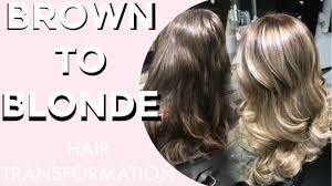 This blonde ombre style creates a bold contrast between golden blonde ends and a natural ashy brunette base. Hair Transformation Brunette To Blonde Balayage Ombre Youtube