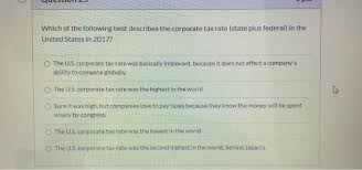 Domestic companies are taxed at the rate of 30% of total income. Solved Which Of The Following Best Describes The Corporat Chegg Com