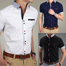 Mens Slim Fit Short Sleeve Casual Dress Shirt Formal Business T Shirts Tee Tops In 2019 Men Casual Casual Shirts For Men Stylish Shirts