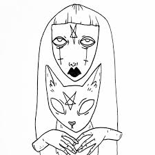 Hail Satan Cuddle Cats Drawing Doodle Pen Ink Sketchbook Sketch Witch Witchy Satanic Satan Cat Kitty Familiar Goticas