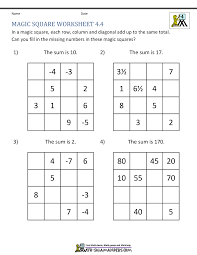 That gives 13 with a remainder of 1 (13 x 4 = 52; Magic Square Worksheets