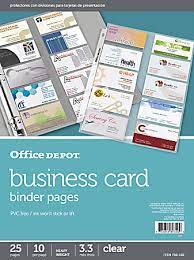 No matter what you need, from same day business cards to ultra thick, we'll help you get beautiful unique cards quickly so you can get out there and get noticed. Office Depot Brand Business Card Binder Pages 8 12 X 11 Clear Pack Of 25 Office Depot