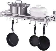 Bk resources bkws 1236 pr 36 inchwx12 inchd stainless steel wall. Buy Istboom Wall Shelf With 16 Hooks Stainless Steel Wall Hanging Shelf Organizer Rack For Kitchen Heavy Duty Slat Shelving Unit For Storage 20 By 9 1 2 Online In Hungary B07lbw38xz