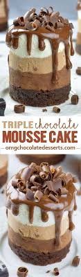 Mini Triple Chocolate Mousse Cakes Recipe Desserts Triple Chocolate Mousse Cake Chocolate Mousse Cake