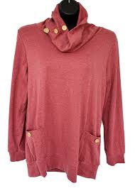 Leo Rosi Cassie Pink Cowl Neck Pullover Shirt With Pockets