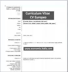 Offriamo fisso + parte provigionale zone: Modello Curriculum Vitae Europeo Come Compilarlo E Download