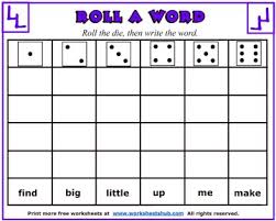 Sight Word Worksheets Roll A Word Sight word worksheets are great activities; sight word worksheets roll a word