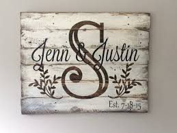 Monogram Sign On Reclaimed Pallet Wood Wedding Housewarming Gift Monogram Signs Wedding Gift Signs Wooden Wedding Signs