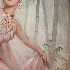1950's Showgirl Portrait Painting, Vintage Showgirl Art | Chairish