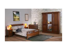 Letto matrimoniale in ciliegio bruno con testata imbottita in ecopelle color panna. Comodino Laurel 1 Anta Decorazione Ciliegio Selvatico Stile Rustico