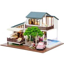 Diy Doll House Wooden Doll Houses Miniature Dollhouse Furniture Kit Toys For Children Gift Lond Dollhouse Furniture Kits Dollhouse Miniatures Diy Diy Dollhouse