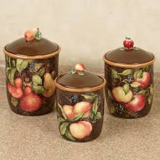The colors are lovely because they are toned down and neutral. Capri Fruit Kitchen Canister Set Fruit Kitchen Decor Apple Kitchen Decor Cheap Kitchen Decor