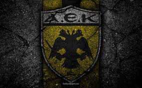Aek athens apollon smirnis aris asteras tripolis atromitos lamia larissa ofi olympiakos piraeus paok pas giannina panaitolikos panathinaikos volos nfc. Hd Wallpaper Soccer Aek Athens F C Emblem Logo Wallpaper Flare