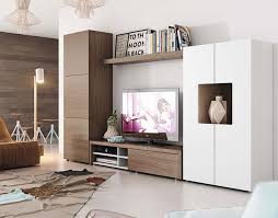 Contemporary Wall Storage System With Cabinet Tv Unit And Tall Cabinet Living Room Wall Units Living Room Tv Home Living Room
