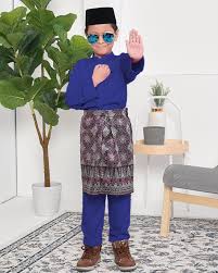 Baju melayu zidane in royal blue. Baju Melayu Adam Regular Fit Kids Royal Blue Muslimahclothing Com