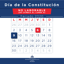 De esa forma habrá dos lunes feriados consecutivos, ya que el 28 se conmemorará el día de san pedro y san pablo. Ministerio De Trabajo Reitera Feriado Dia De La Constitucion Se Cambia Para El Lunes 09 Rc Noticias