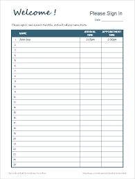 Download The Appointment Sign In Sheet From Vertex42 Com Sign In Sheet Sign Up Sheets Sign Out Sheet