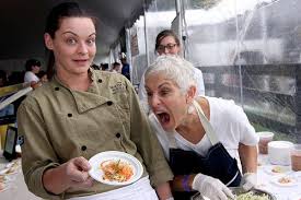 Cindy Halloran Left And Claudia Fleming Of North Fork Table And Inn Ham It Up All4eastend Northforktable Barbecue Fundraising Edible