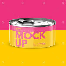 Download Packreate Tuna Fish Can Mockup High Angle PSD Mockup Templates