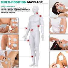 Place electrodes on lower neck on either side of the spine (do not place them on the side or front of neck). Belmint Tens Unit Electronic Pulse Massager For Muscle Stiffness Soreness Chronic Pain And Stress Handheld Muscle Stimulator