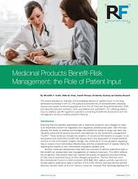 Pdf Medicinal Product Benefit Risk Management The Role Of Patient Input