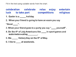 Fill In The Text Using Suitable Words From The Chart