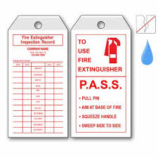 Fire extinguisher inspections • monthly visual inspection: Fire Extinguisher Inspection Tag