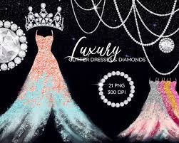 Glitter Dress Clipart Diamond Dresses Clip Art Gowns Clipart Sparkly Crown Wedding Dress Clip Art Jewelry Clipar In 2021 Glitter Dress Diamond Dress Dress Clipart