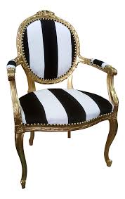 Width big and tall ivory fabric task chair with adjustable height. Antique Louis Xvi Chair In Gold Leaf With Black And White Striped Velvet On Chairish Com Striped Chair Gold Chair Painting Fabric Chairs