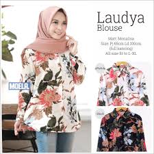 Kemeja bunga warna biru dengan high waist pants membuat penampilan lebih segar. Real Pict Laudya Blouse Wanita Kekinian Fashion Korea Lengan Panjang Morist Motif Bunga Shopee Indonesia