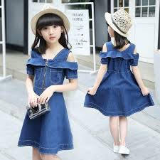 Children Clothing Strapless Girl Jean Dress Teenage Girls Denim Dress Summer Wish Kids Denim Dress Kids Outfits Girls Denim Dress