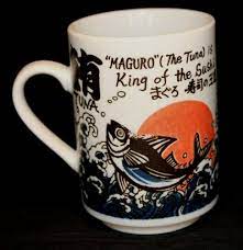 Japanese Yunomi Sushi Mino Ware Tuna Maguro Sushi Print Coffee Cup Tea Mug  | eBay
